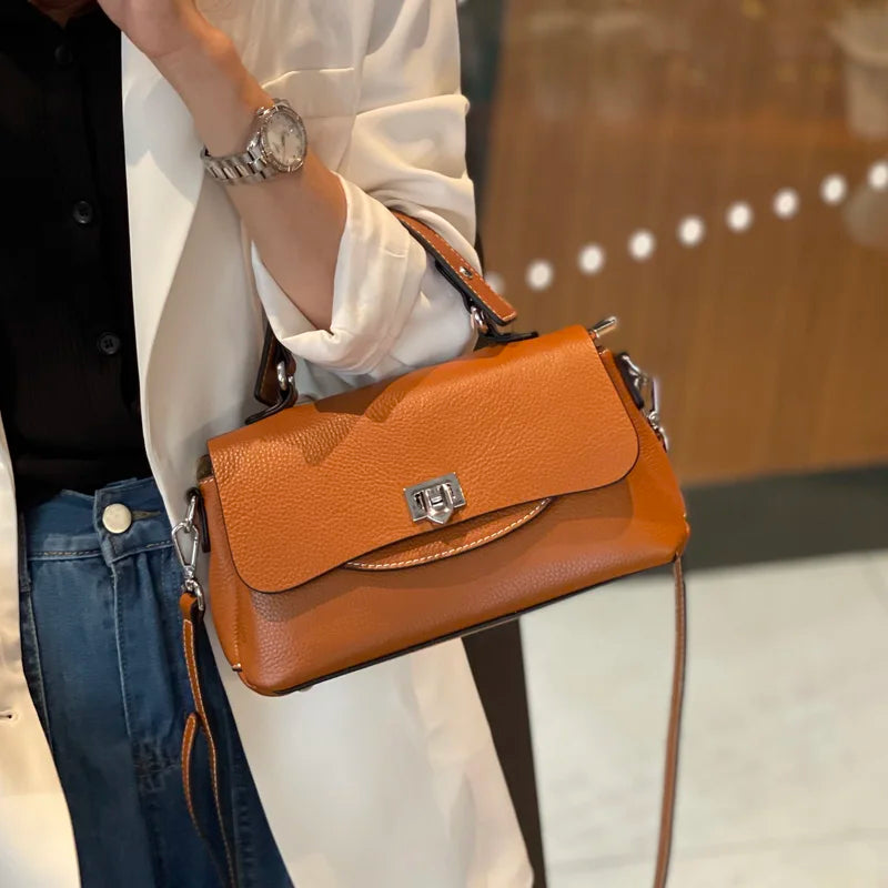 Women's Genuine Leather Crossbody Bag with Top Handle