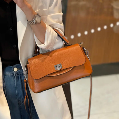 Women's Genuine Leather Crossbody Bag with Top Handle