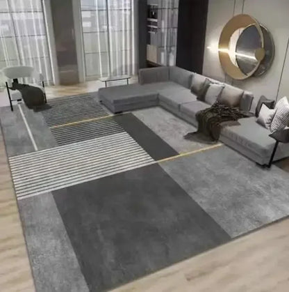 Modern Grey Area Rug – Soft Textured Carpet for Living Room & Bedroom