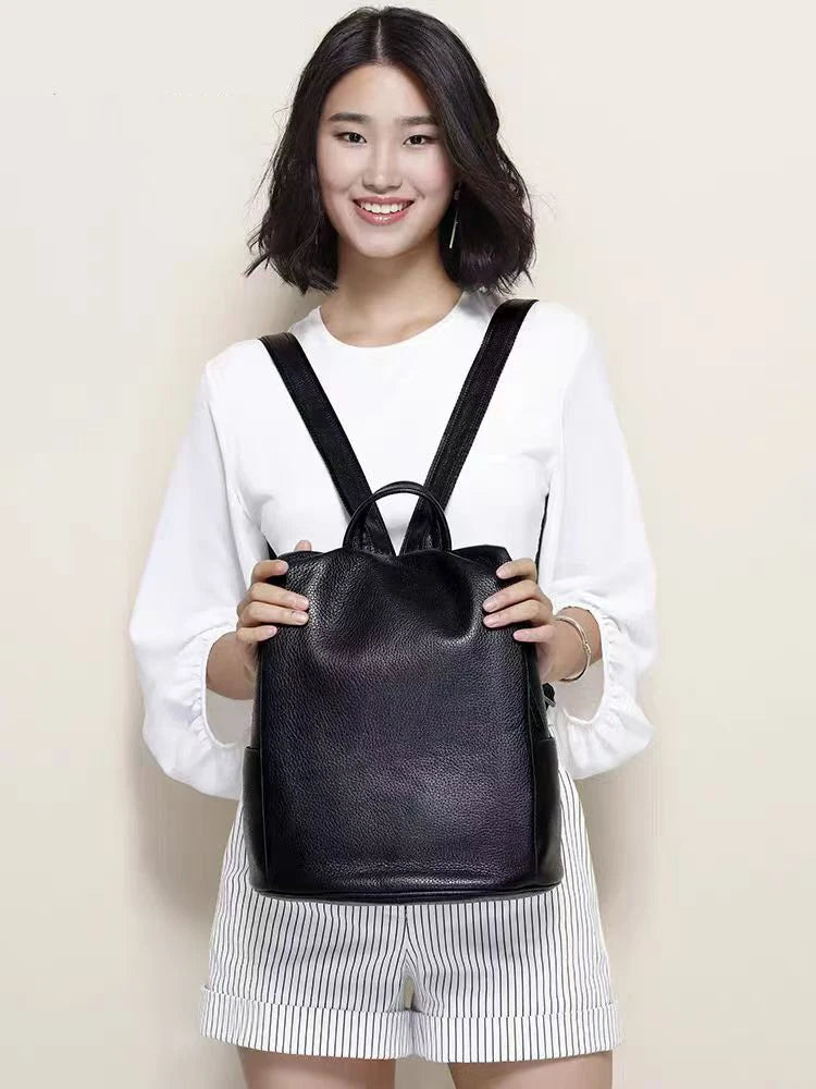 Genuine Leather Women's Backpack – Large Capacity