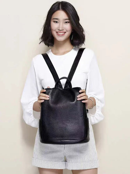 Genuine Leather Women's Backpack – Large Capacity