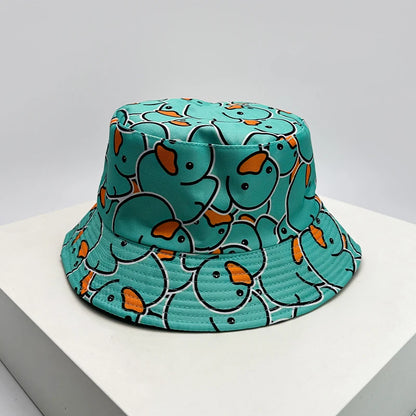 Duck Print Bucket Hat – Reversible Unisex Fisherman Cap