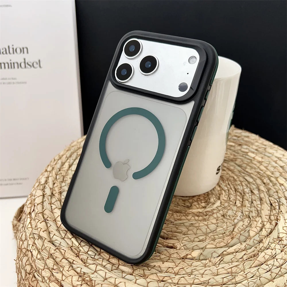 MagSafe Matte iPhone 17 Case – Shockproof Clear Back with Colorful Border