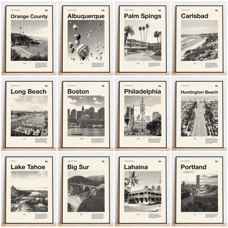 Retro City Poster – Mid-Century Modern Wall Art Print