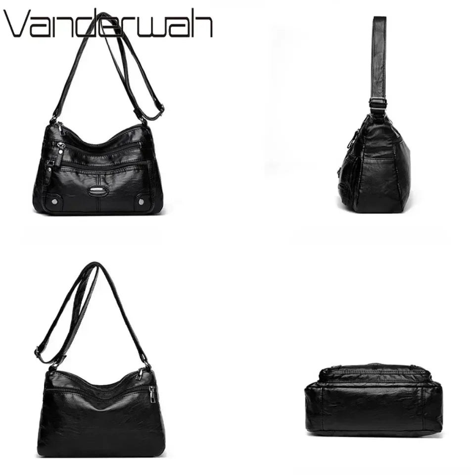 Leather Versatile Double Layer Retro High Quality Luxury Crossbody Bags