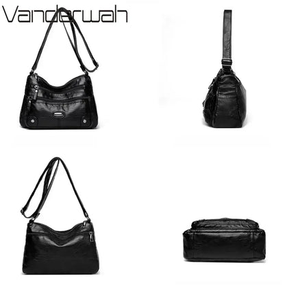 Leather Versatile Double Layer Retro High Quality Luxury Crossbody Bags