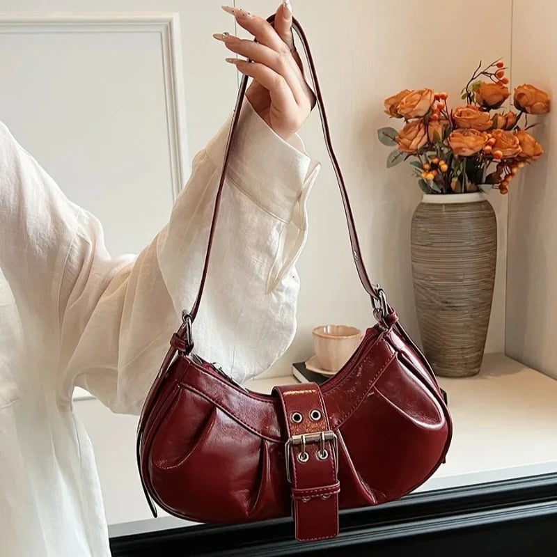 Buckle Decoration Fashion PU Shoulder Bag