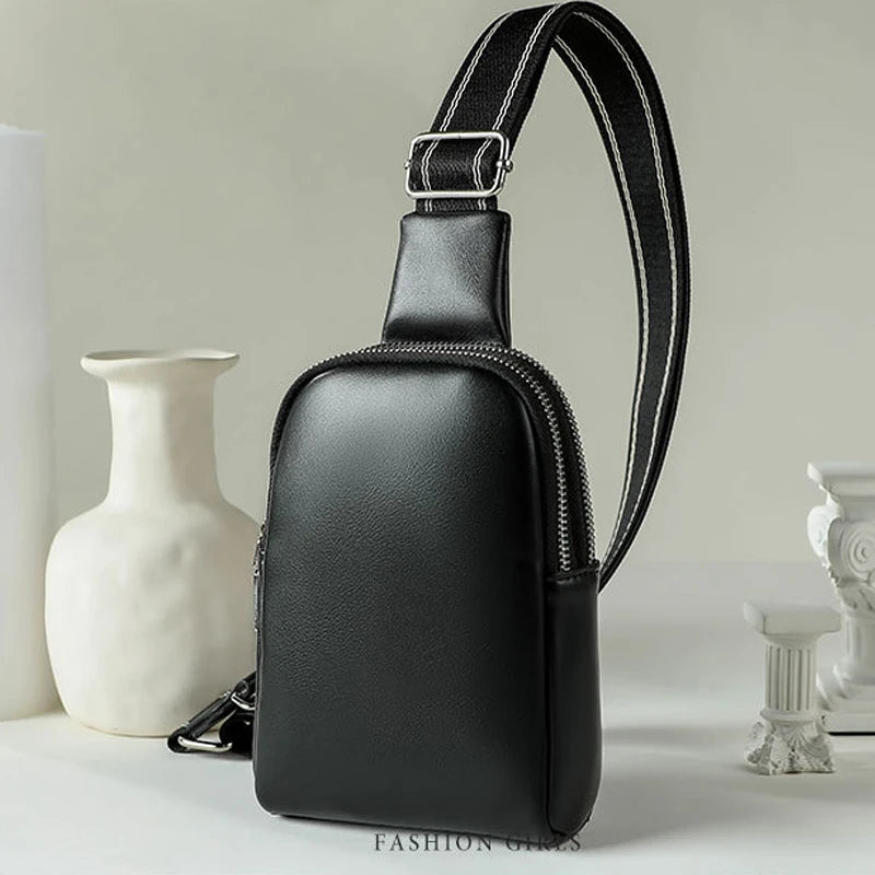 Unisex Soft Leather Crossbody Chest Waist Bag