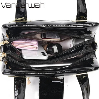 Luxury Patent Leather Tote Bag with Gold Hardware