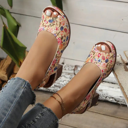 Chunky Heel Sandals for Women – Retro Wedge Dress Party Shoes