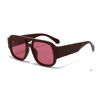 Double Bridges Square Sunglasses Women Candy Color Retro Wide Legs Men Sun Glasses Shades Uv400