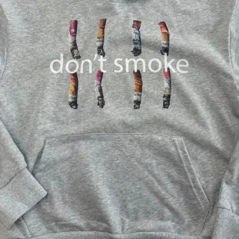 Men Women Vintage Dont Smoke Print Sweatshirt Classic Hip Hop Streetwear Tracksuit Clothing Loose