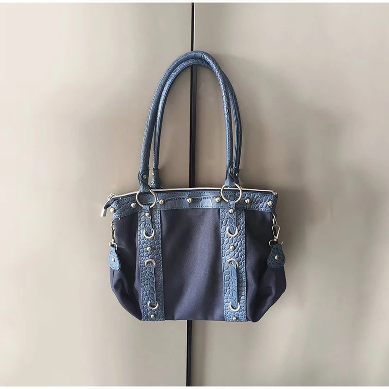 Brand Retro Y2k Shoulder Bag High-end Niche Riveted Motorcycle Bag