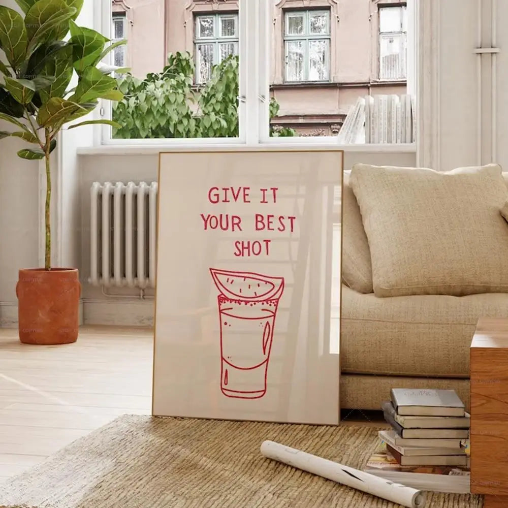 Give It Your Best Shot Bar Wall Art Print – Funny Tequila Poster