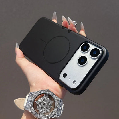 Metallic MagSafe iPhone Case – Ultra-Thin Glossy PC Cover for iPhone 11–17 Series