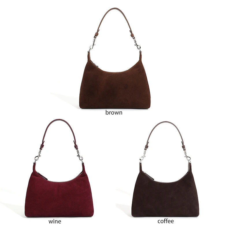 Retro Genuine Leather Suede Handbag Cowhide