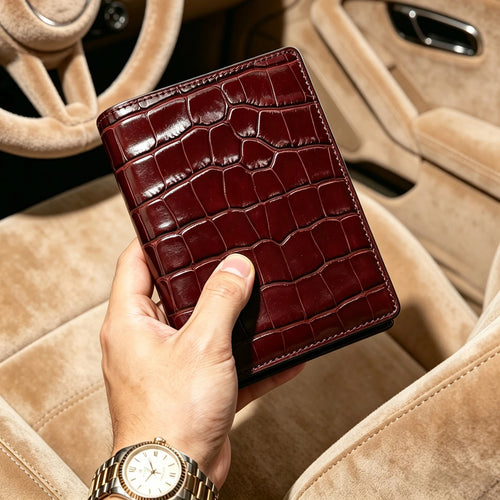 Hiram Beron Personalized Passport Cover Luxury Anti Rfid Leather Embossed Crocodile Pattern Wallet