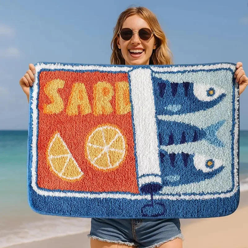 Cartoon Sardine Bath Mat – Soft Non-Slip Bathroom Rug