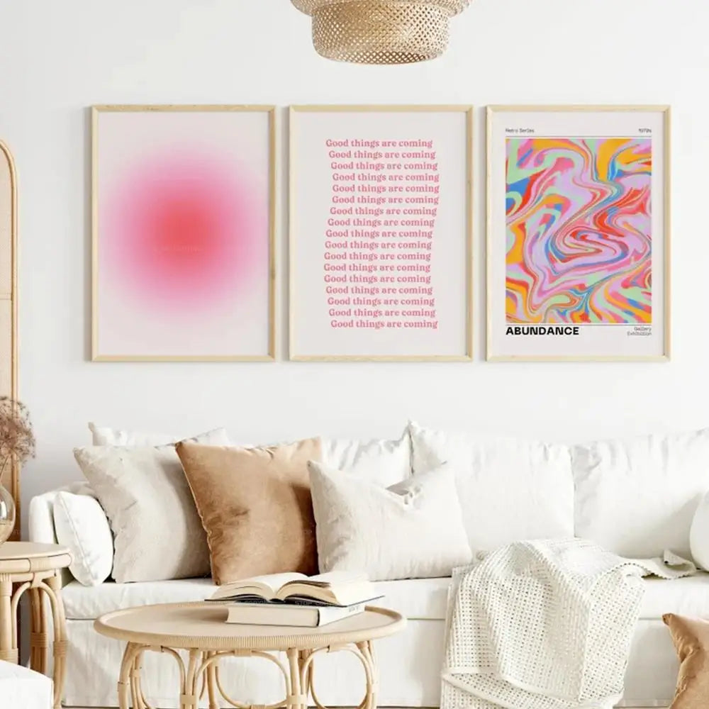 Aura Gradient Canvas Poster – Retro 70s Psychedelic Wall Art