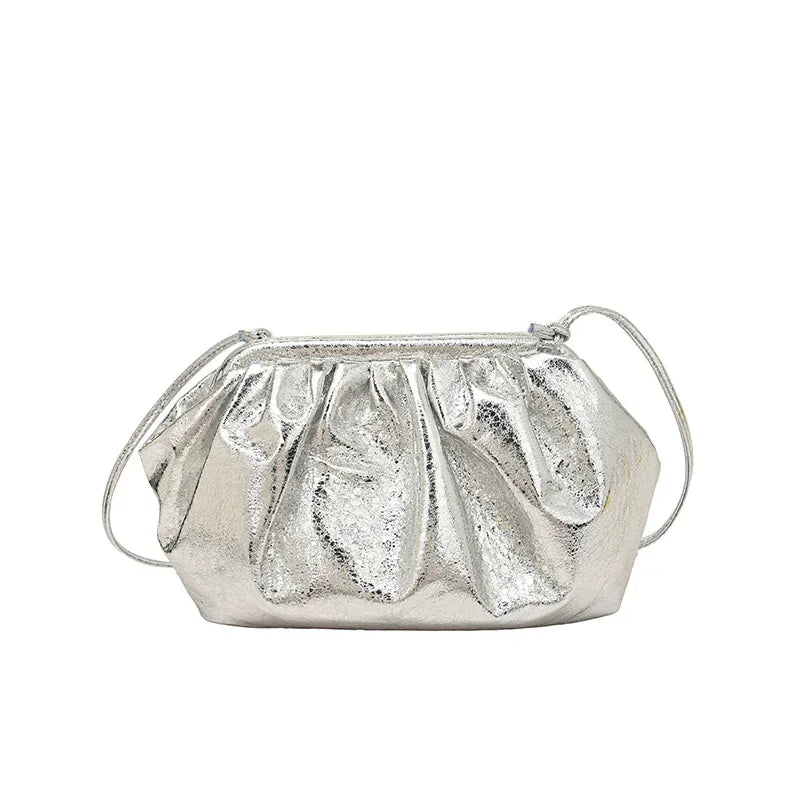 Small Luxury Design Women's Leather Silver Cloud Bag