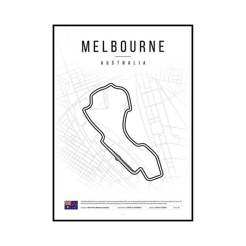 F1 Race Track Map Poster – Formula 1 Circuit Wall Art Print