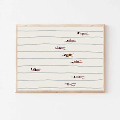 Swimmers Wall Art Print – Minimalist Pool Canvas Poster
