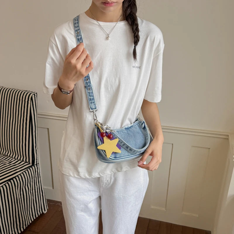 Retro Denim Shoulder Bag – Y2K Hobo Crossbody Handbag