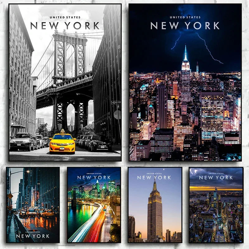New York City Night View Canvas Wall Art – NYC Skyline Poster