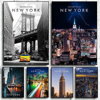 New York City Night View Canvas Wall Art – NYC Skyline Poster