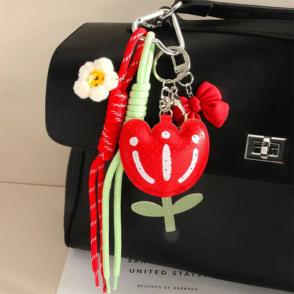 Fashion Leopard Starfish Keychain Cute Balloon Dog Leather Charm Women Maximalist Bag