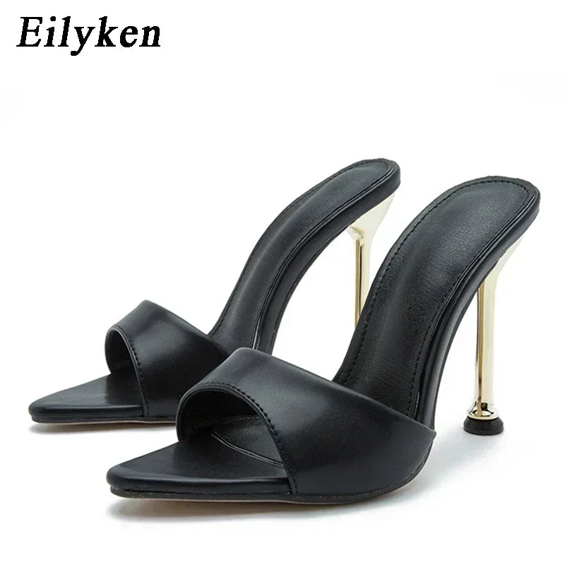 Eilyken Pointed Toe Mule Heels – Women's Thin Stiletto Slide Sandals
