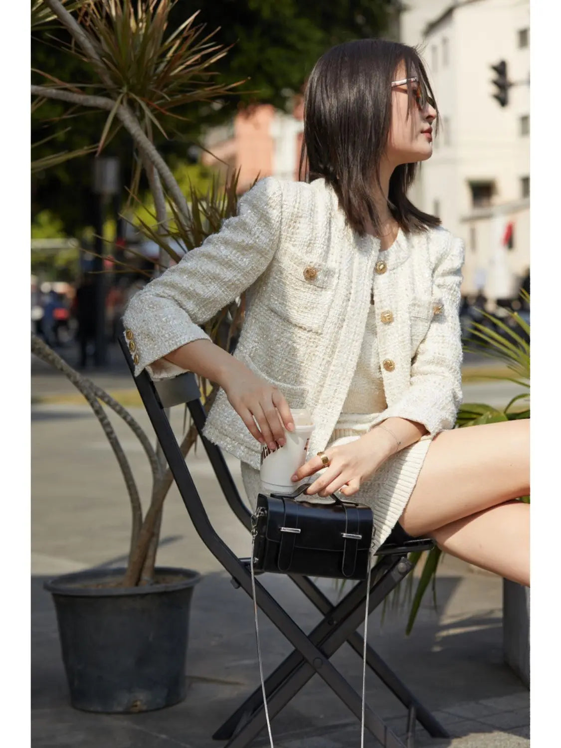 Vintage Black Square Bag Women Pu Leather Chain