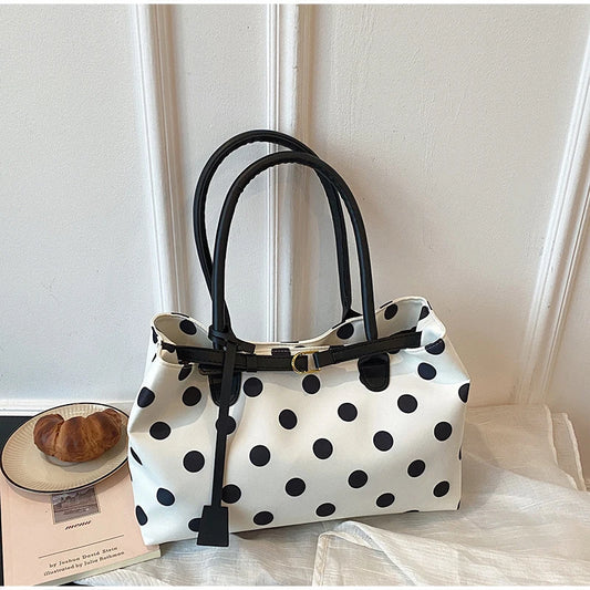 Korean Polka Dot With Belt Buckle Detail Shoulder Bag