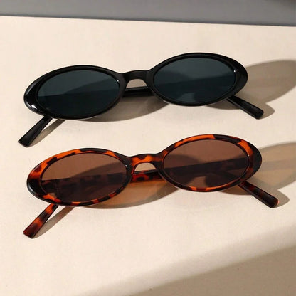 Small Oval Sunglasses for Women – Retro Leopard Cat Eye Shades