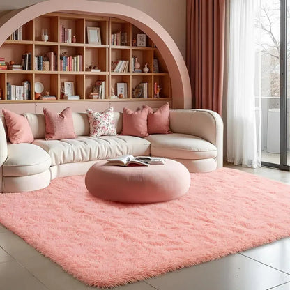 Soft Fuzzy Area Rug – Plush Fluffy Carpet for Bedroom & Living Room