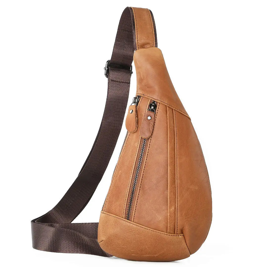 Men's Genuine Leather Chest Sling Bag – Casual Crossbody Pack