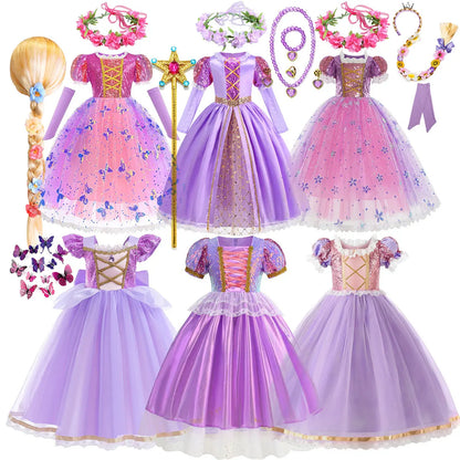 Rapunzel Purple Puffy Dress With Accessories