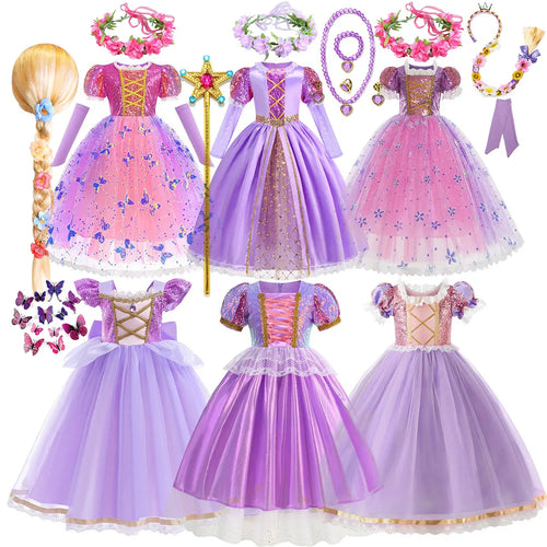 Rapunzel Purple Puffy Dress With Accessories