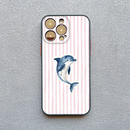 Dolphin Striped iPhone Case – iPhone 11 12 13 14 15 16 17 Pro Max Plus Mini