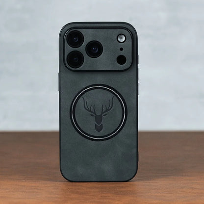 Magnetic Deer Head Leather iPhone Case – MagSafe Compatible