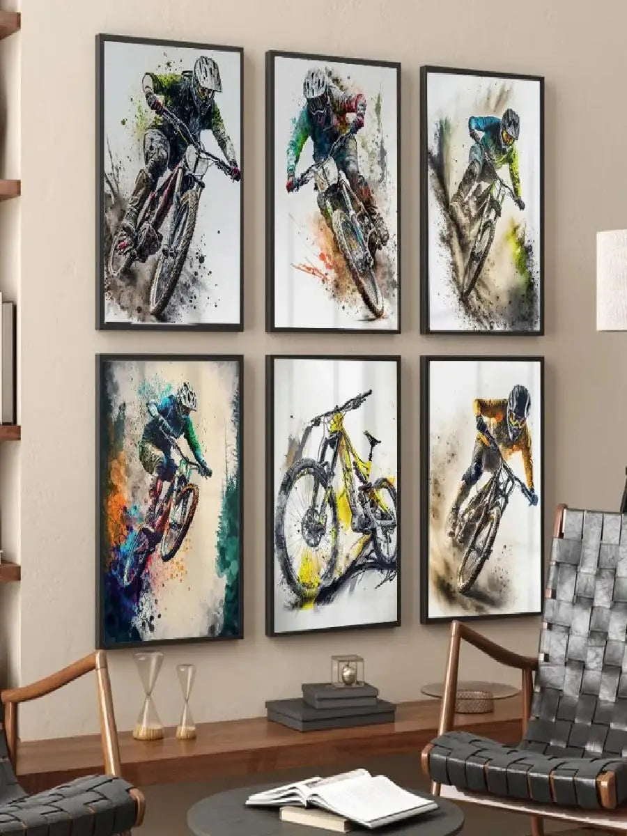 Mountain Bike Watercolor Wall Art Print Cycling Poster