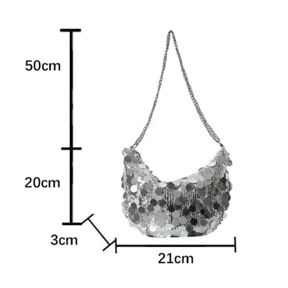 Korean Chain Sequins Crossbody Bag Evening Clutch Bag