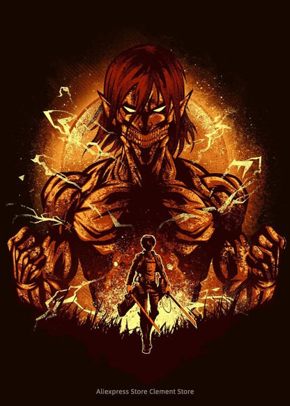 Attack on Titan Anime Wall Art Poster – Levi Ackerman & Eren Yeager Canvas Print