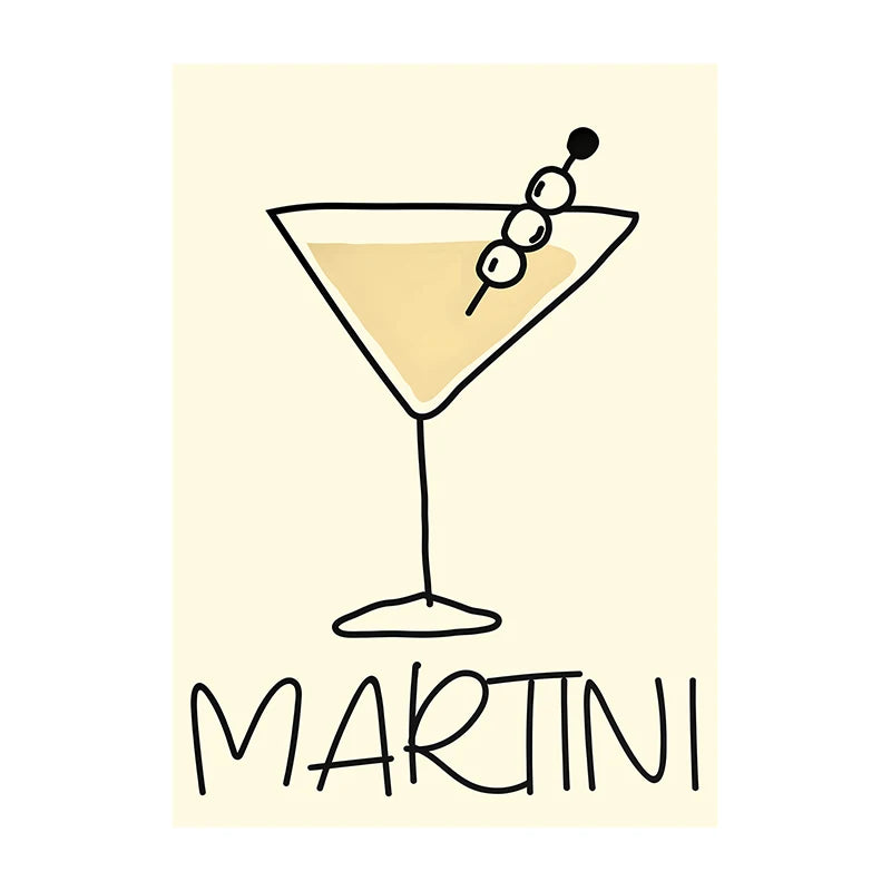 Cocktail & Drinks Wall Art Poster – Retro Minimalist Bar Print