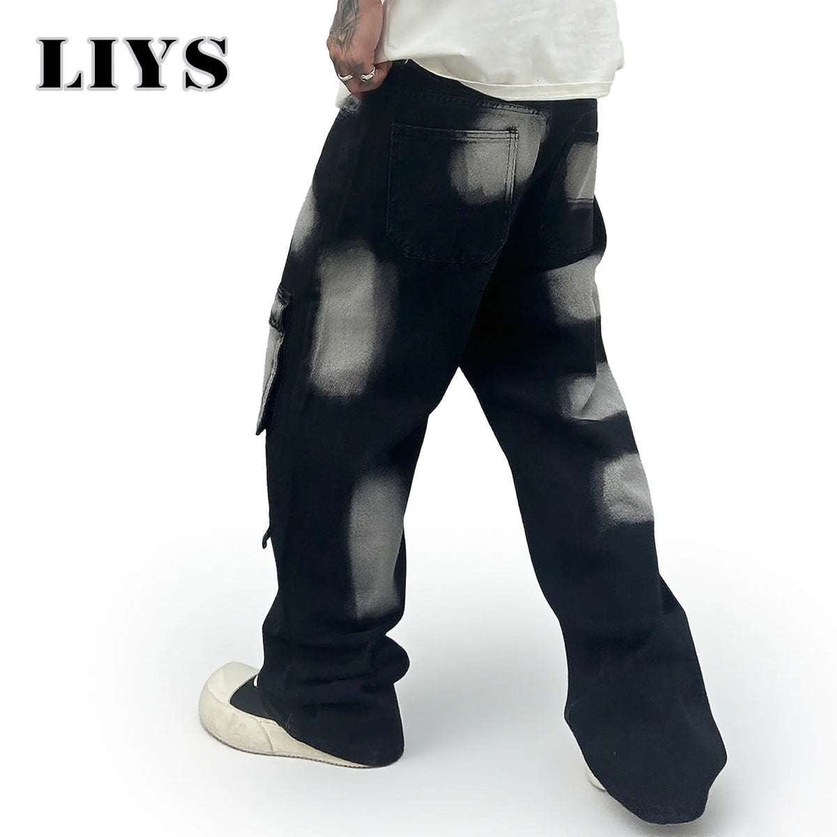 Tie-Dye Wide Leg Cargo Jeans – Men's Streetwear Hip Hop Pants
