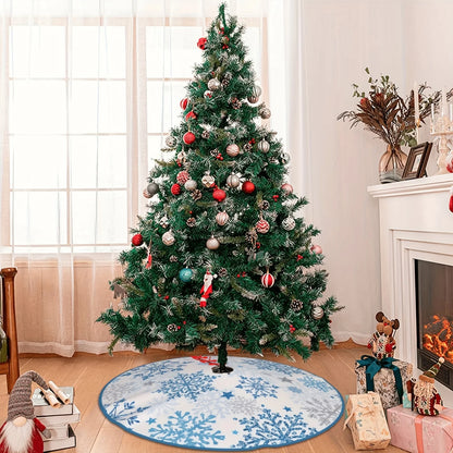 Blue Snowflake Christmas Tree Skirt – Holiday Home Decoration