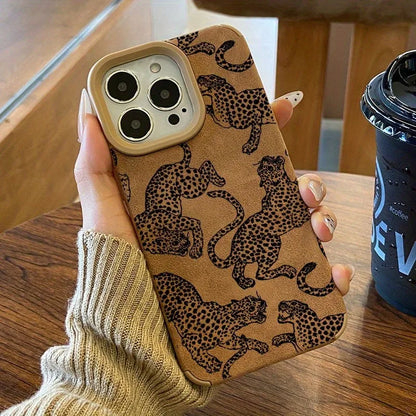 Leopard Print Leather iPhone Case – Vintage Wild Cat Design