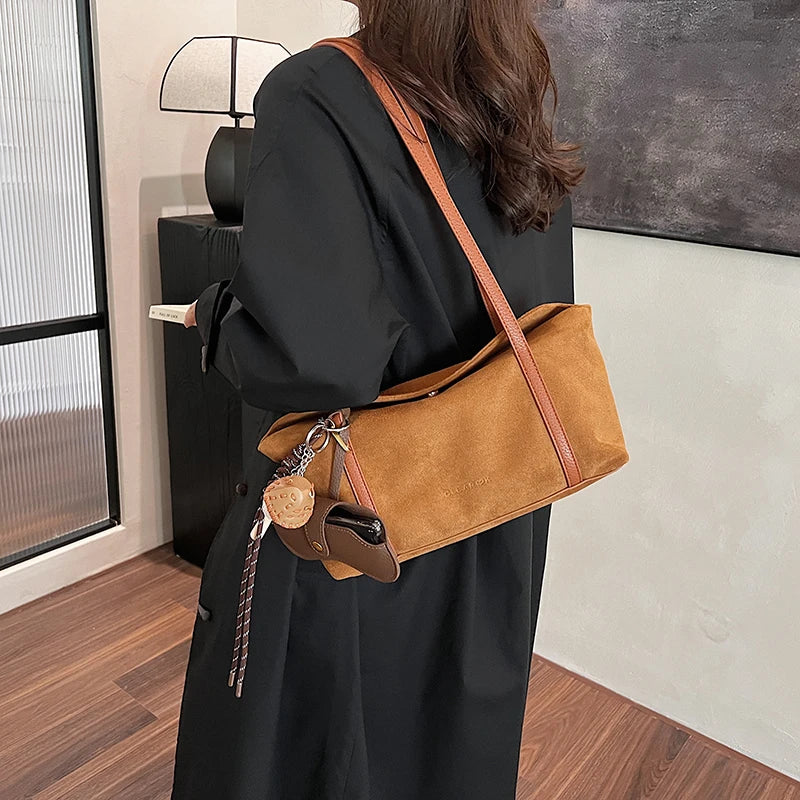 Women Small Faux Suede Shoulder Bag