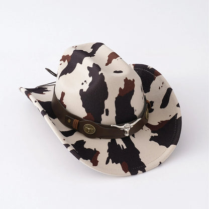Cowgirl Hat Wide Brim – Cow Print Western Cap Women Men