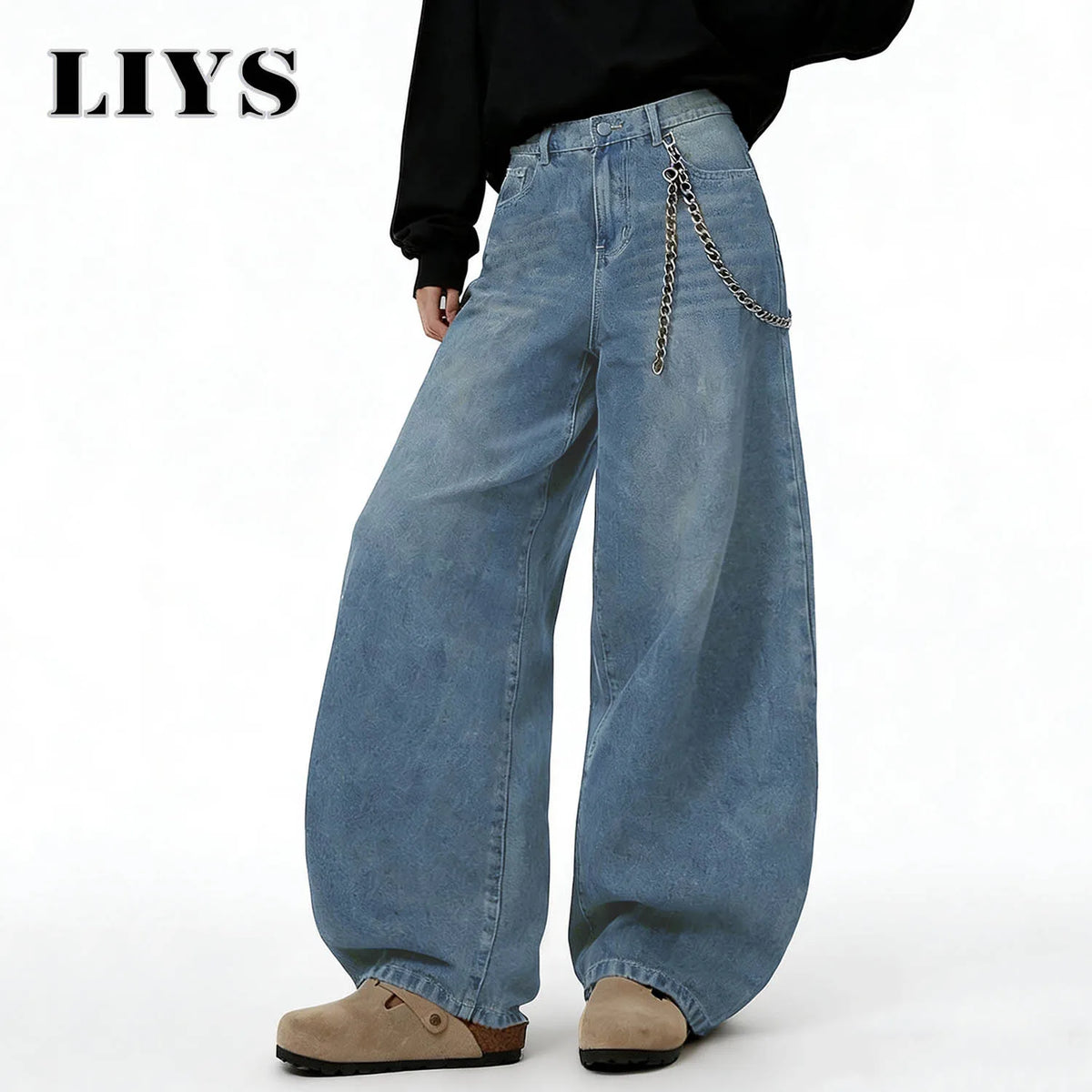Men's Distressed Baggy Wide Leg Jeans – Y2K Streetwear